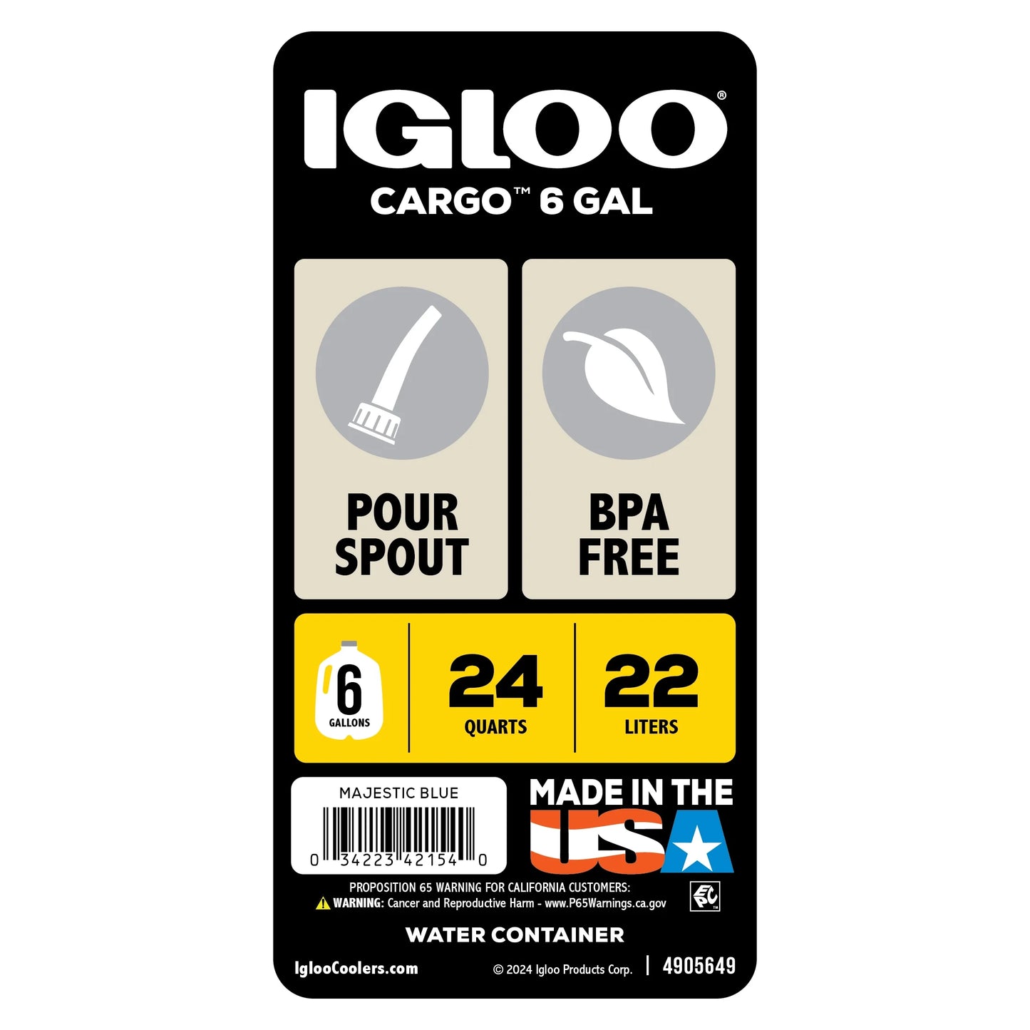 6 Gallon Camping Water Storage Container, Blue