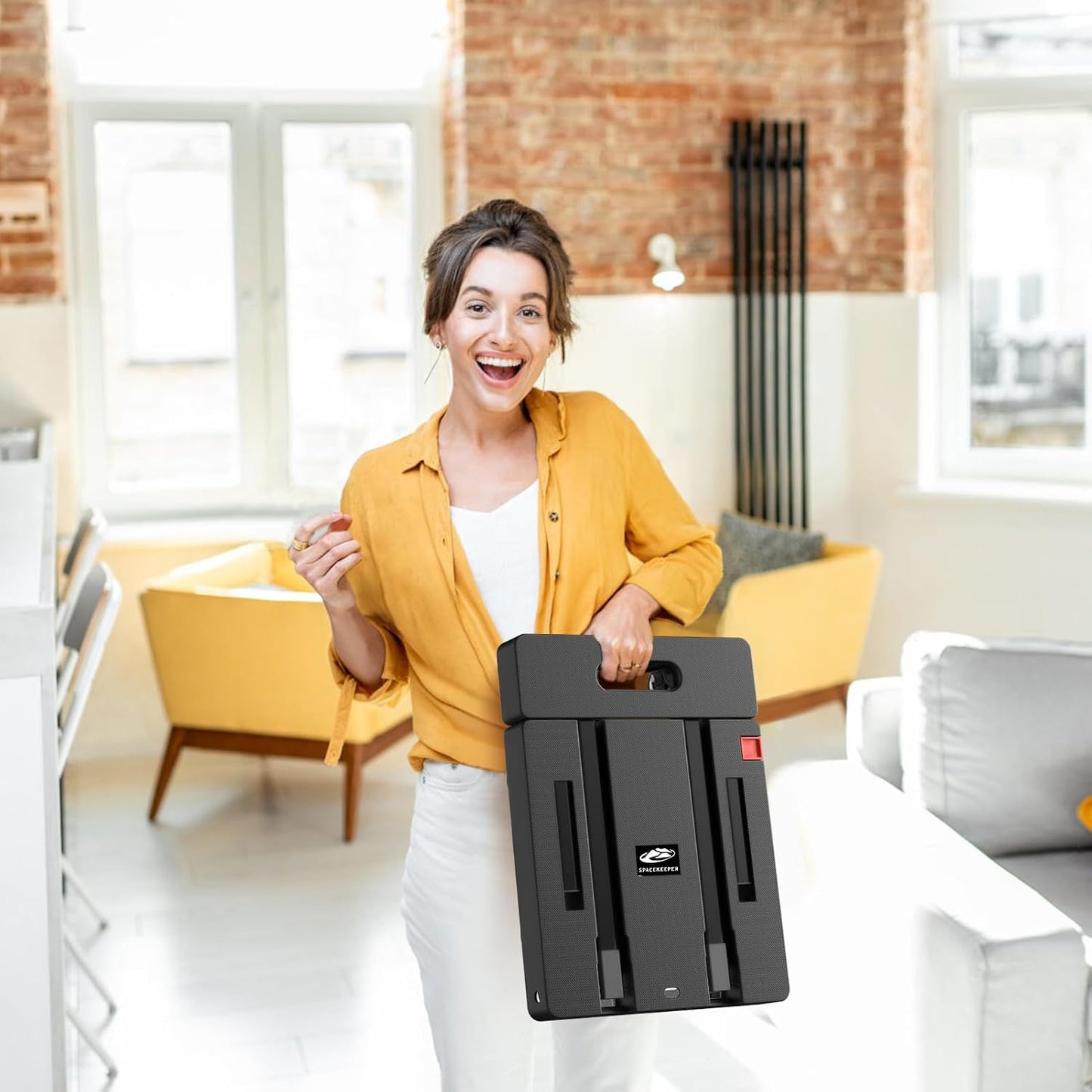 Folding Hand Truck, 500 LB Heavy Duty Luggage Cart, Utility Dolly Platform Cart with 6 Wheels & 2 Elastic Ropes for Luggage, Travel, Moving, Shopping, Office Use, Black