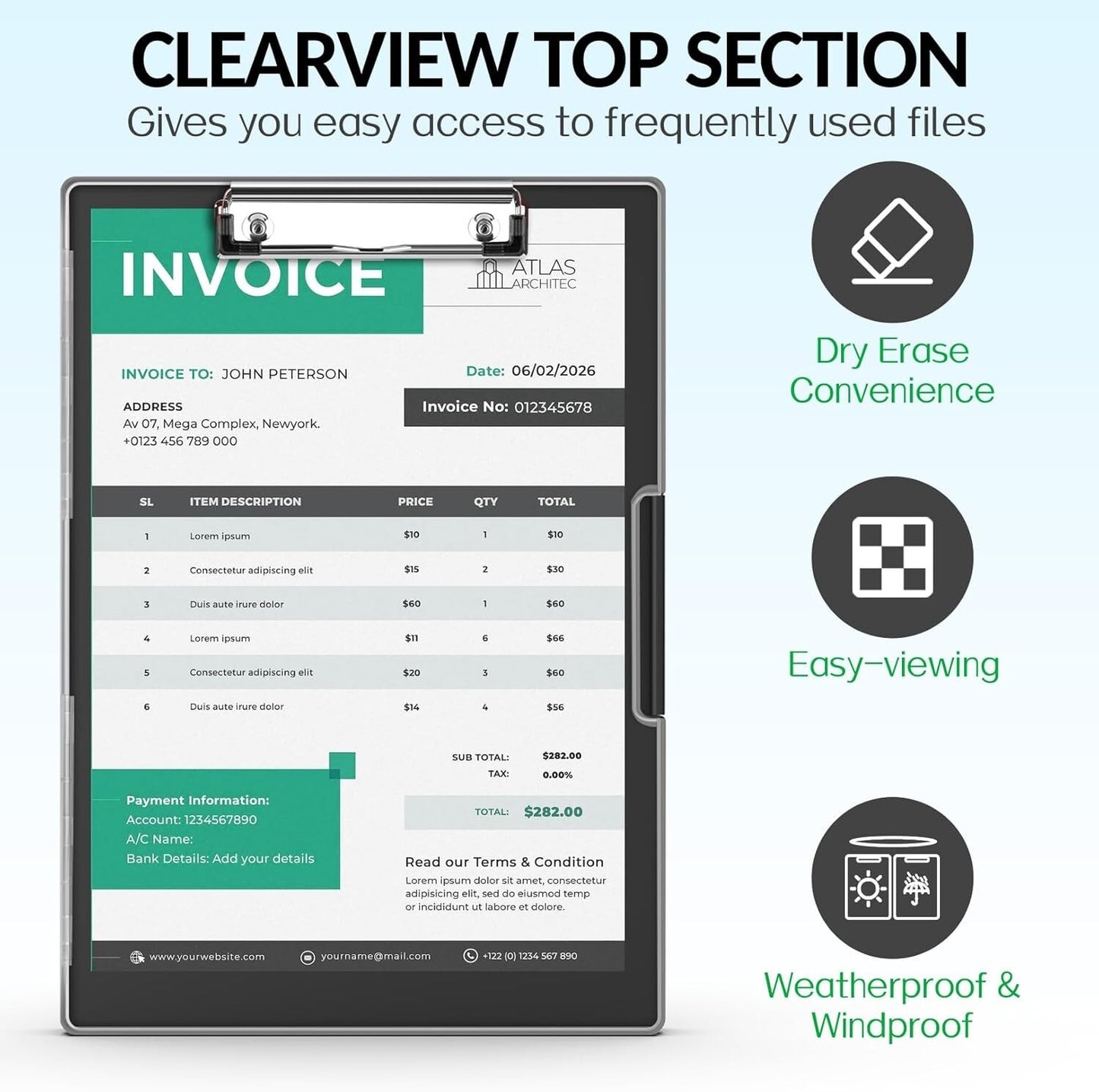 Clipboard with Storage Heavy Duty Clip Boards 8.5 X 11 with Dual Storage Folder