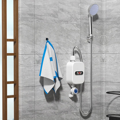 3500W Electric Tankless Water Heater Shower Head Set, Instant Hot Water Heater LCD Display, White