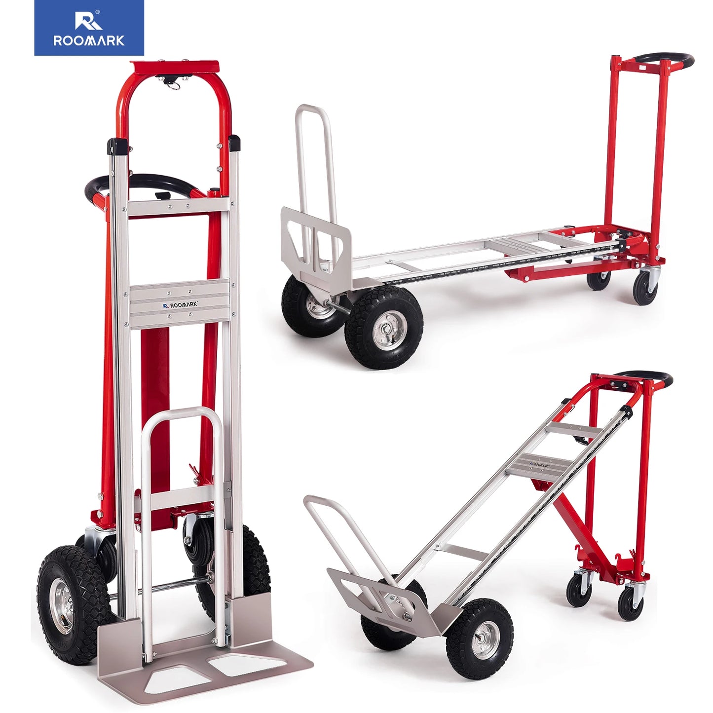 ROOMARK Hand Truck Dolly 3 in 1 Convertible Moving Cart 1000 Lb Capacity with Telescopic Frame Non-Slip Wheels for Easy Delivery