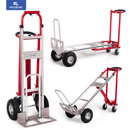 ROOMARK Hand Truck Dolly 3 in 1 Convertible Moving Cart 1000 Lb Capacity with Telescopic Frame Non-Slip Wheels for Easy Delivery