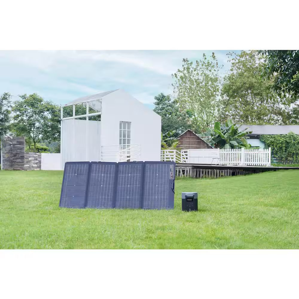 2400W Output/4800W Peak Push-Button Start Battery Generator DELTA 2 Max with 400W Solar Panel for Home Camping and Rvs