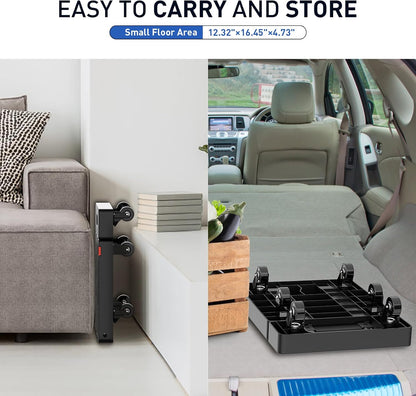 Folding Hand Truck, 500 LB Heavy Duty Luggage Cart, Utility Dolly Platform Cart with 6 Wheels & 2 Elastic Ropes for Luggage, Travel, Moving, Shopping, Office Use, Black