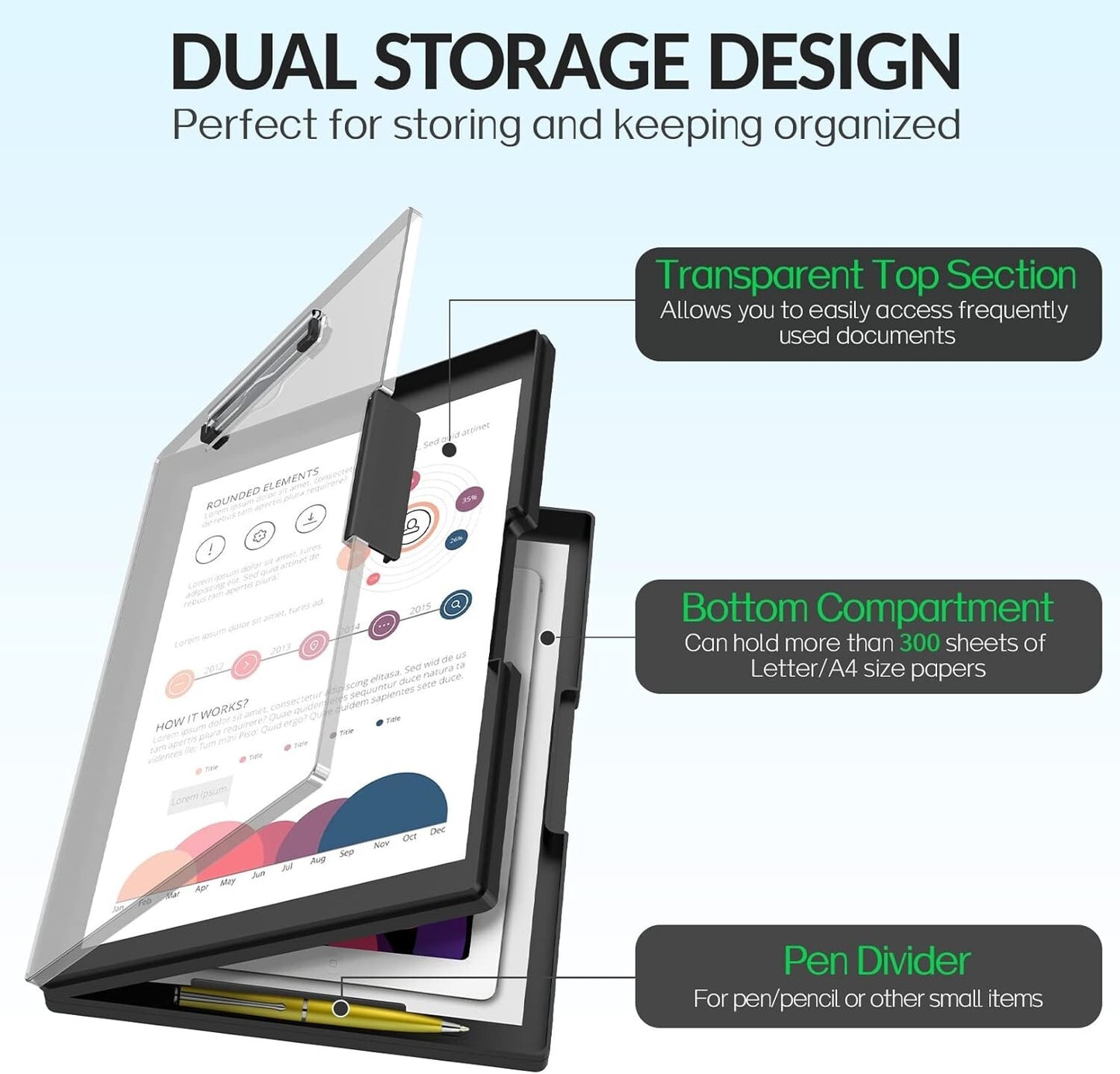 Clipboard with Storage Heavy Duty Clip Boards 8.5 X 11 with Dual Storage Folder