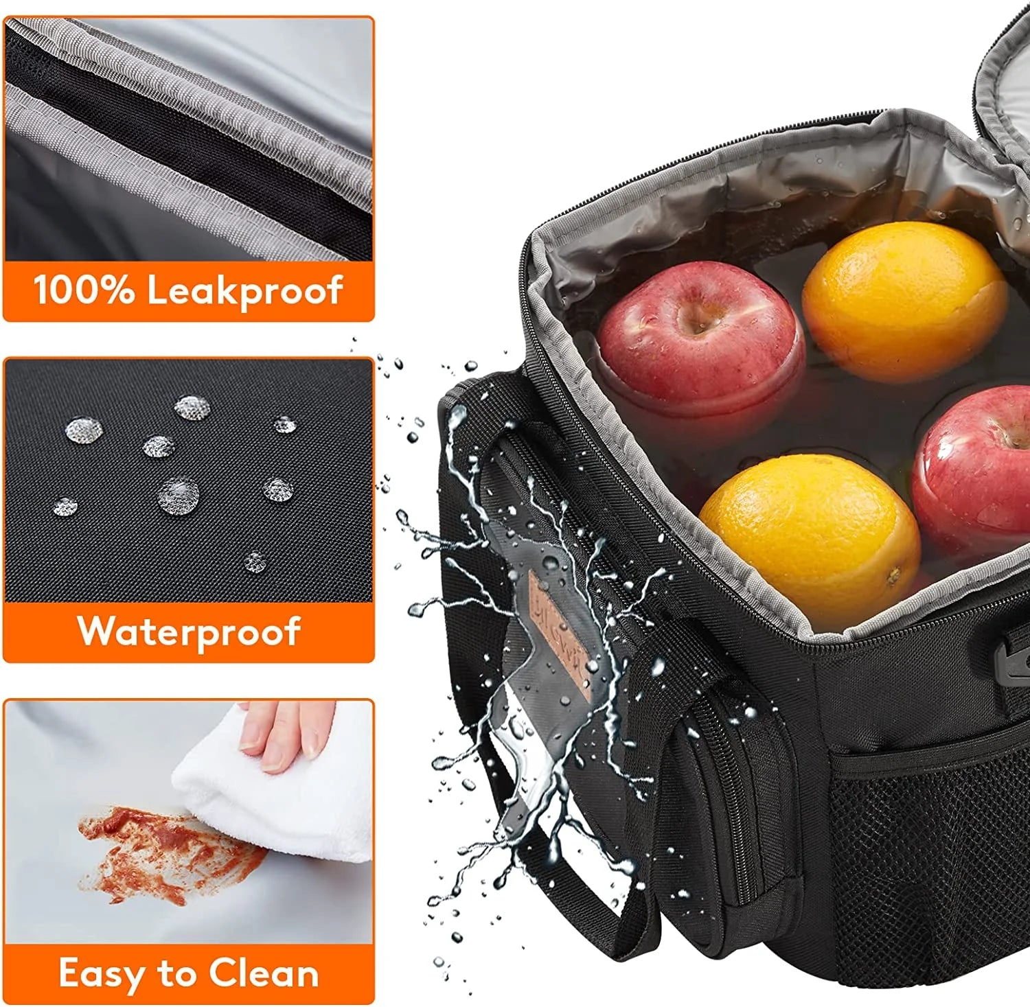 Large Soft Cooler Lunch Bag, Insulated Lunch Box, Cooling Tote for Adult, Men, Women, Picnic, Hiking, Beach, Leakproof, Waterproof, Lightweight, 12-Can (8.5L) , Black