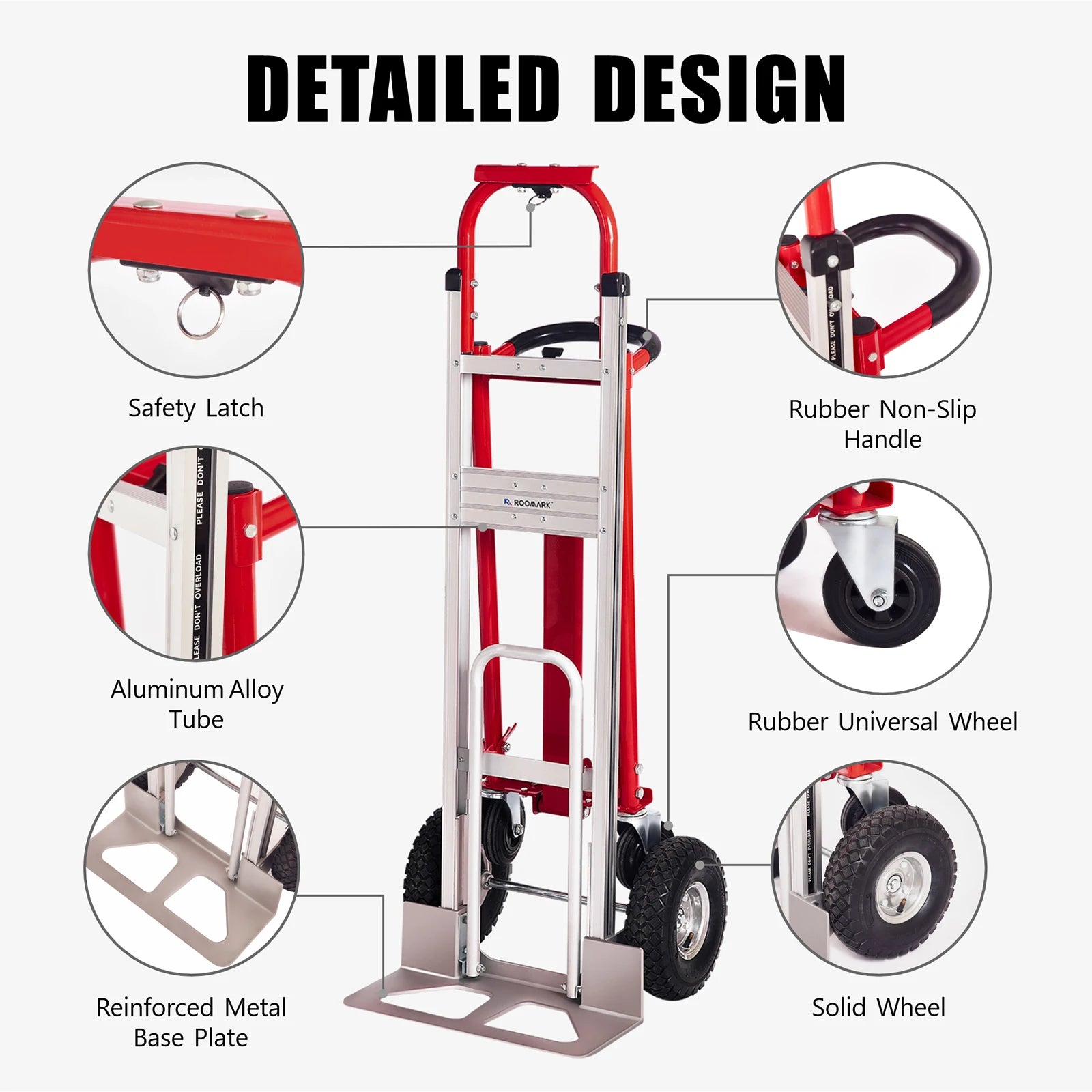 ROOMARK Hand Truck Dolly 3 in 1 Convertible Moving Cart 1000 Lb Capacity with Telescopic Frame Non-Slip Wheels for Easy Delivery