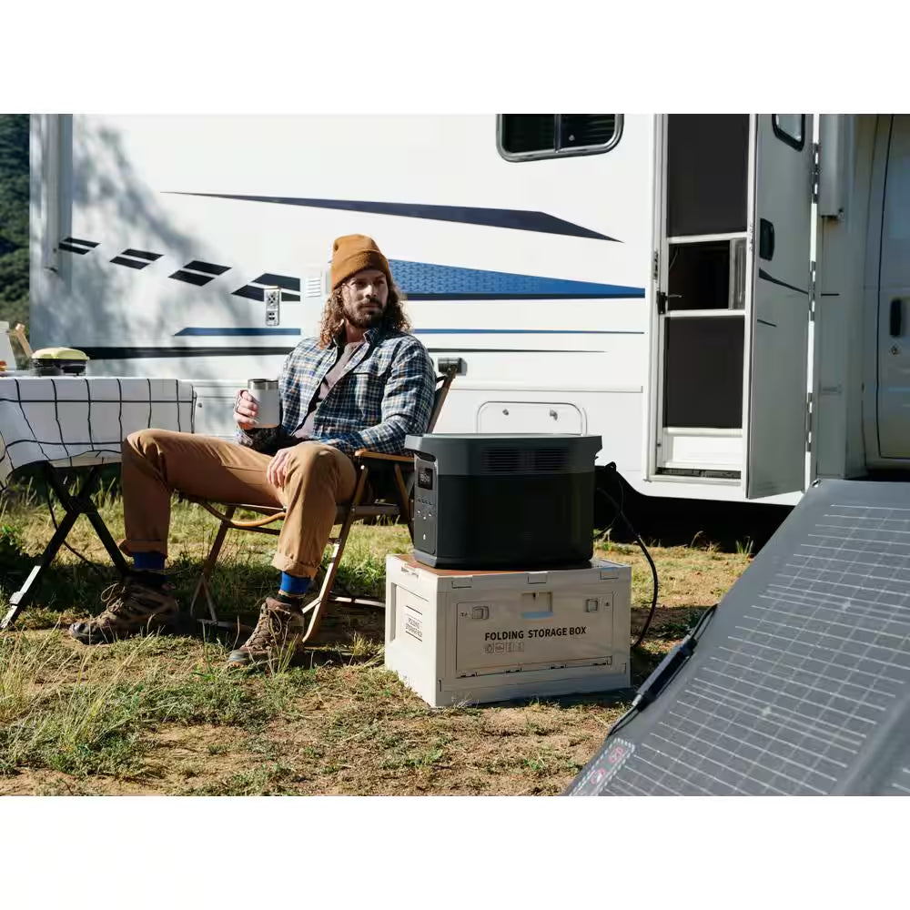 2400W Output/4800W Peak Push-Button Start Battery Generator DELTA 2 Max with 400W Solar Panel for Home Camping and Rvs